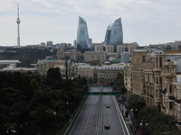 A view during first practice ahead of the Formula 1 Grand Prix of Azerbaijan at Baku City Circuit in Baku, Azerbaijan on September 13, 2024....