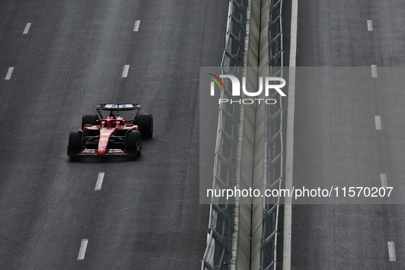 Charles Leclerc of Ferrari during first practice ahead of the Formula 1 Grand Prix of Azerbaijan at Baku City Circuit in Baku, Azerbaijan on...