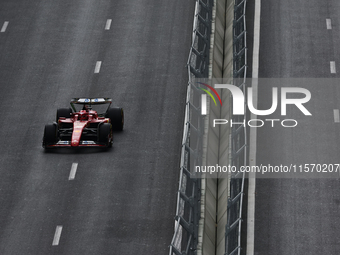 Charles Leclerc of Ferrari during first practice ahead of the Formula 1 Grand Prix of Azerbaijan at Baku City Circuit in Baku, Azerbaijan on...