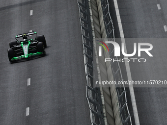 Zhou Guanyu of Kick Sauber during first practice ahead of the Formula 1 Grand Prix of Azerbaijan at Baku City Circuit in Baku, Azerbaijan on...