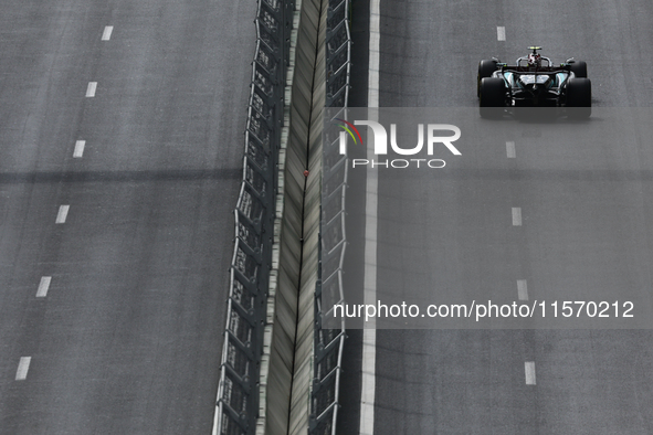 Lewis Hamilton of Mercedes during first practice ahead of the Formula 1 Grand Prix of Azerbaijan at Baku City Circuit in Baku, Azerbaijan on...