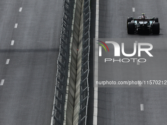 Lewis Hamilton of Mercedes during first practice ahead of the Formula 1 Grand Prix of Azerbaijan at Baku City Circuit in Baku, Azerbaijan on...