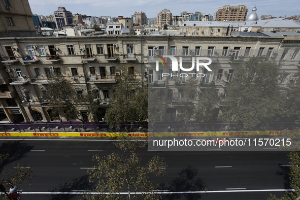 Carlos Sainz of Ferrari during first practice ahead of the Formula 1 Grand Prix of Azerbaijan at Baku City Circuit in Baku, Azerbaijan on Se...