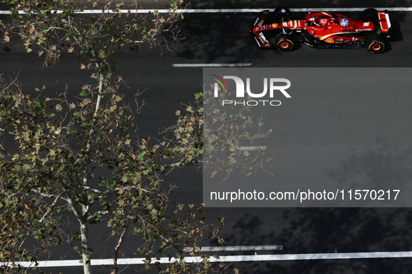 Charles Leclerc of Ferrari during first practice ahead of the Formula 1 Grand Prix of Azerbaijan at Baku City Circuit in Baku, Azerbaijan on...