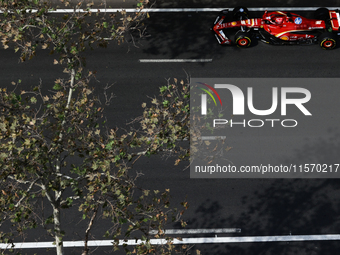 Charles Leclerc of Ferrari during first practice ahead of the Formula 1 Grand Prix of Azerbaijan at Baku City Circuit in Baku, Azerbaijan on...