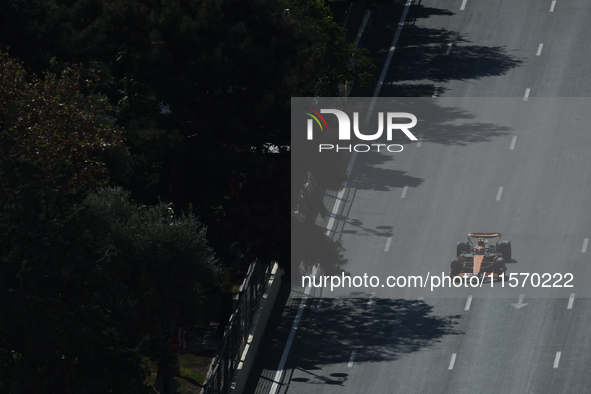 Lando Norris of McLaren during first practice ahead of the Formula 1 Grand Prix of Azerbaijan at Baku City Circuit in Baku, Azerbaijan on Se...