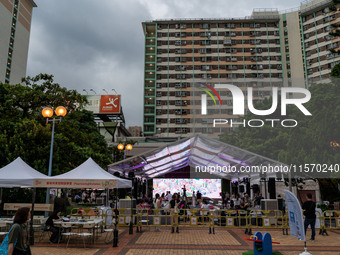 A general view shows the Well Being Estate Festival at a public housing estate in Hong Kong on September 13, 2024. (