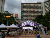 A general view shows the Well Being Estate Festival at a public housing estate in Hong Kong on September 13, 2024. (