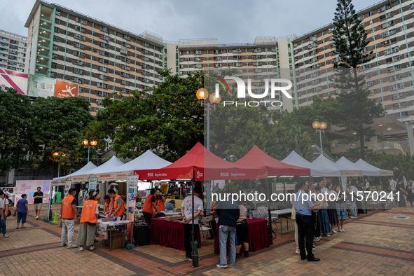 A general view shows the Well Being Estate Festival at a public housing estate in Hong Kong on September 13, 2024. 