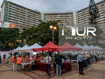 A general view shows the Well Being Estate Festival at a public housing estate in Hong Kong on September 13, 2024. (