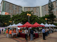 A general view shows the Well Being Estate Festival at a public housing estate in Hong Kong on September 13, 2024. (