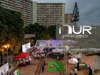 A general view shows the Well Being Estate Festival at a public housing estate in Hong Kong on September 13, 2024. (