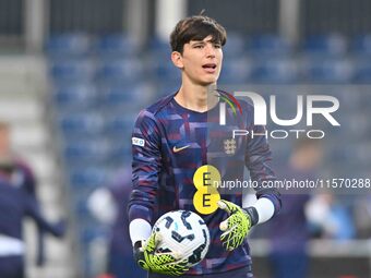 Goalkeeper James Beadle (13 | England) warms up during the International Friendly match between England Under 21s and Austria Under 21s at K...