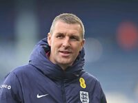 Interim Manager Ben Futcher looks on during the International Friendly match between England Under 21s and Austria Under 21s at Kenilworth R...