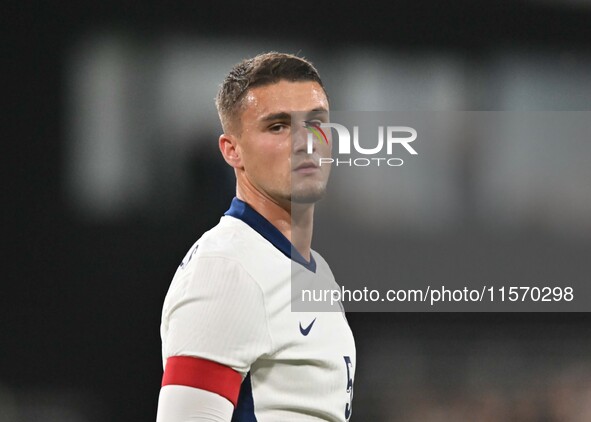 Taylor Harwood-Bellis (5 England) looks on during the International Friendly match between England Under 21s and Austria Under 21s at Kenilw...