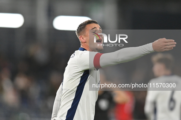 Taylor Harwood-Bellis (5 England) gestures during the International Friendly match between England Under 21s and Austria Under 21s at Kenilw...