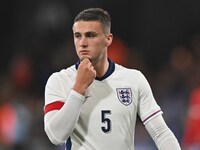 Taylor Harwood-Bellis (5 England) holds his chin during the International Friendly match between England Under 21s and Austria Under 21s at...