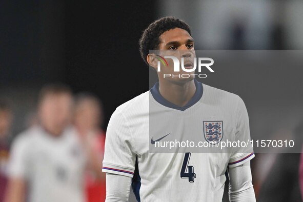 Jarrell Quansah (4 England) during the International Friendly match between England Under 21s and Austria Under 21s at Kenilworth Road in Lu...