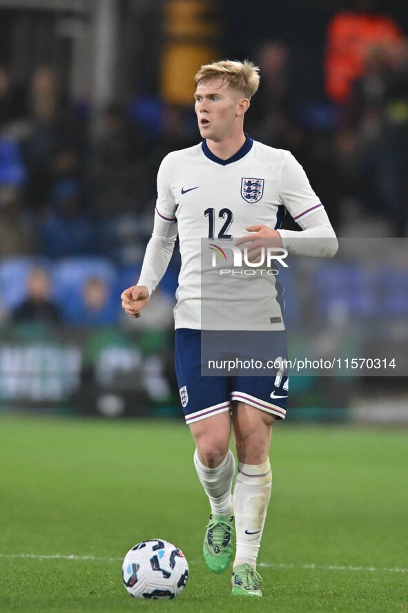 Lewis Hall (12 England) controls the ball during the International Friendly match between England Under 21s and Austria Under 21s at Kenilwo...