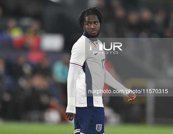 Jonathan Rowe (17, England) looks on during the International Friendly match between England Under 21s and Austria Under 21s at Kenilworth R...