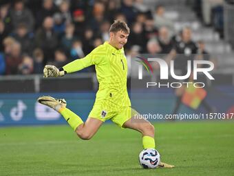 Goalkeeper Nikolas Polster (1 Austria) kicks the ball during the International Friendly match between England Under 21s and Austria Under 21...