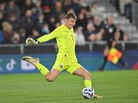 Goalkeeper Nikolas Polster (1 Austria) kicks the ball during the International Friendly match between England Under 21s and Austria Under 21...