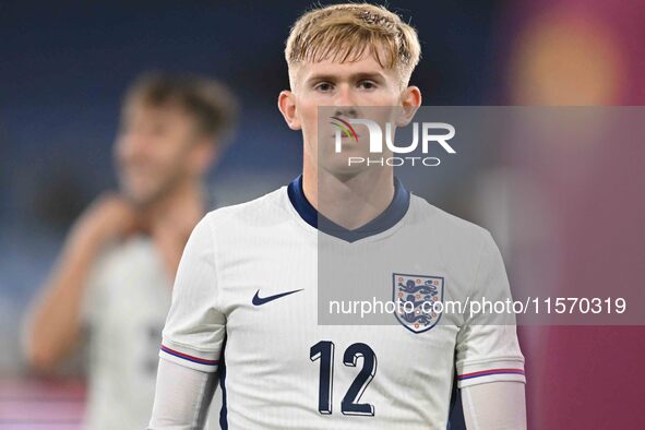 Lewis Hall (12 England) during the International Friendly match between England Under 21s and Austria Under 21s at Kenilworth Road in Luton,...