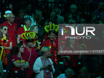 Belgium fans attend the 2024 Davis Cup Finals Group Stage match between Italy and Belgium at Unipol Arena in Bologna, Italy, on September 13...