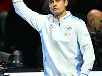 Flavio Cobolli (ITA) during the 2024 Davis Cup Finals Group Stage match between Italy and Belgium at Unipol Arena in Bologna, Italy, on Sept...