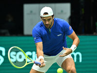 Matteo Berrettini (ITA) competes during the 2024 Davis Cup Finals Group Stage Bologna match between Italy and Belgium at Unipol Arena in Bol...