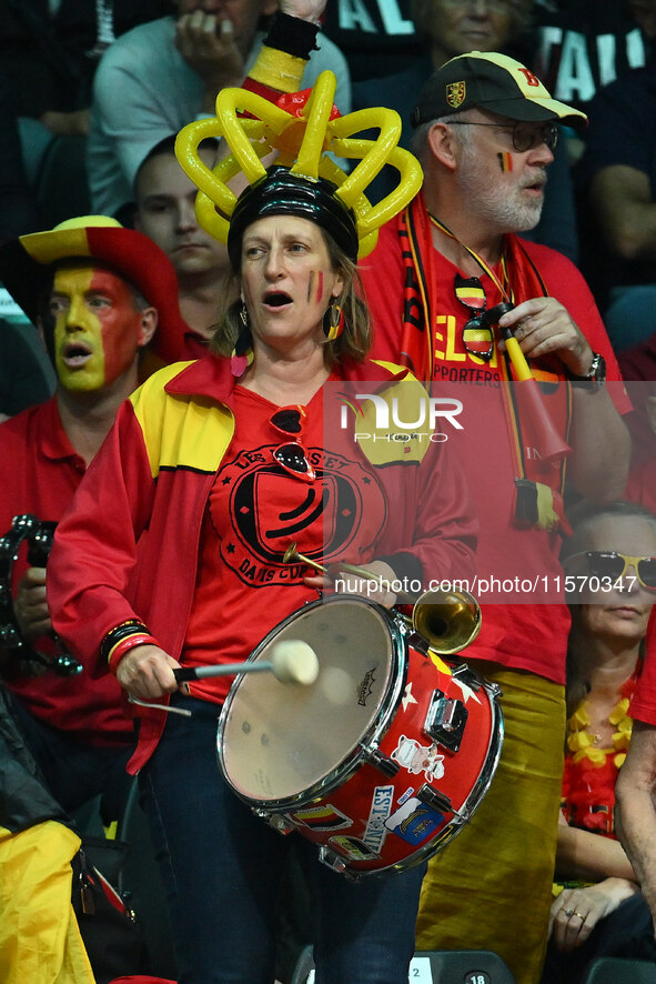 Belgium fans attend the 2024 Davis Cup Finals Group Stage match between Italy and Belgium at Unipol Arena in Bologna, Italy, on September 13...