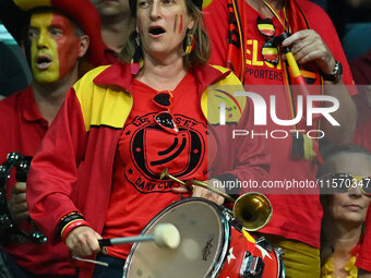 Belgium fans attend the 2024 Davis Cup Finals Group Stage match between Italy and Belgium at Unipol Arena in Bologna, Italy, on September 13...