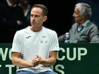 Italian Captain Filippo Volandri (ITA) during the 2024 Davis Cup Finals Group Stage Bologna match between Italy and Belgium at Unipol Arena...