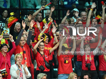 Belgium fans attend the 2024 Davis Cup Finals Group Stage match between Italy and Belgium at Unipol Arena in Bologna, Italy, on September 13...