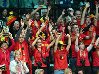 Belgium fans attend the 2024 Davis Cup Finals Group Stage match between Italy and Belgium at Unipol Arena in Bologna, Italy, on September 13...