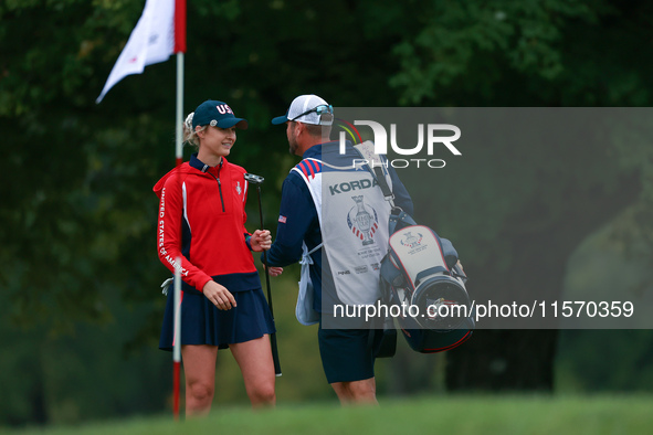 GAINESVILLE, VIRGINIA - SEPTEMBER 13: Nelly Korda of the United States walks on the 7th green during Day One of the Solheim Cup at Robert Tr...