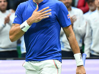 Matteo Berrettini (ITA) competes during the 2024 Davis Cup Finals Group Stage Bologna match between Italy and Belgium at Unipol Arena in Bol...