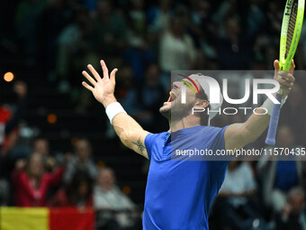 Matteo Berrettini (ITA) competes during the 2024 Davis Cup Finals Group Stage Bologna match between Italy and Belgium at Unipol Arena in Bol...