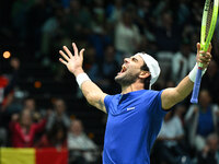 Matteo Berrettini (ITA) competes during the 2024 Davis Cup Finals Group Stage Bologna match between Italy and Belgium at Unipol Arena in Bol...