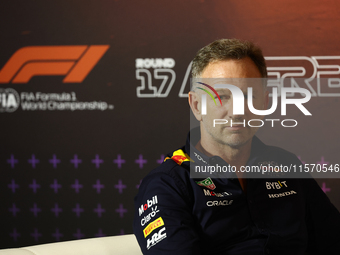 Christian Horner during press conference before second practice ahead of the Formula 1 Grand Prix of Azerbaijan at Baku City Circuit in Baku...