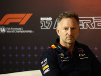 Christian Horner during press conference before second practice ahead of the Formula 1 Grand Prix of Azerbaijan at Baku City Circuit in Baku...