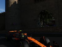 Lando Norris of McLaren during second practice ahead of the Formula 1 Grand Prix of Azerbaijan at Baku City Circuit in Baku, Azerbaijan on S...