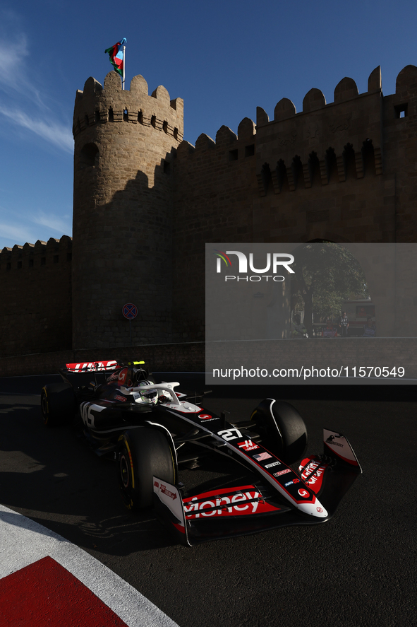 Nico Hulkenberg of Haas during second practice ahead of the Formula 1 Grand Prix of Azerbaijan at Baku City Circuit in Baku, Azerbaijan on S...