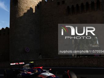 Yuki Tsunoda of RB during second practice ahead of the Formula 1 Grand Prix of Azerbaijan at Baku City Circuit in Baku, Azerbaijan on Septem...