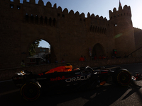 Sergio Perez of Red Bull Racing during second practice ahead of the Formula 1 Grand Prix of Azerbaijan at Baku City Circuit in Baku, Azerbai...