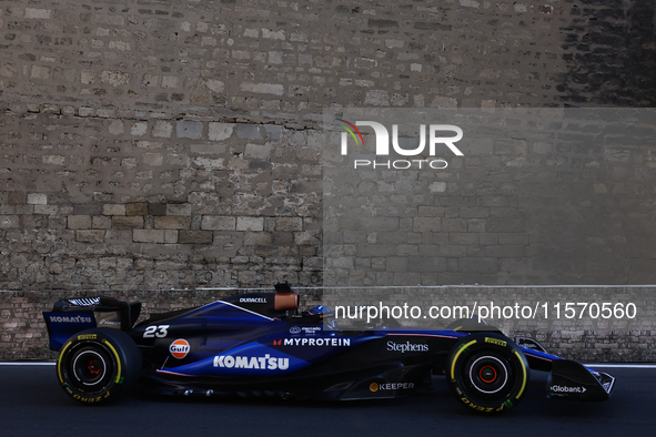 Alexander Albon of Williams during second practice ahead of the Formula 1 Grand Prix of Azerbaijan at Baku City Circuit in Baku, Azerbaijan...