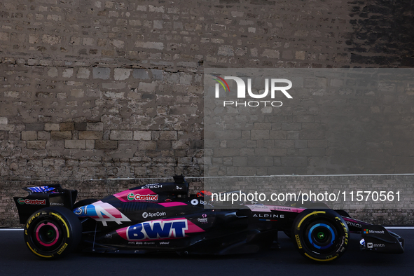 Esteban Ocon of Alpine during second practice ahead of the Formula 1 Grand Prix of Azerbaijan at Baku City Circuit in Baku, Azerbaijan on Se...