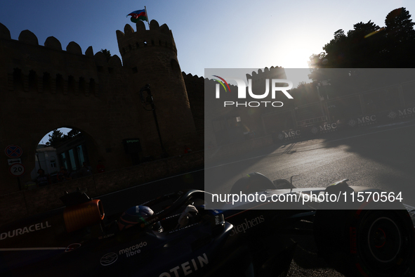 Alexander Albon of Williams during second practice ahead of the Formula 1 Grand Prix of Azerbaijan at Baku City Circuit in Baku, Azerbaijan...