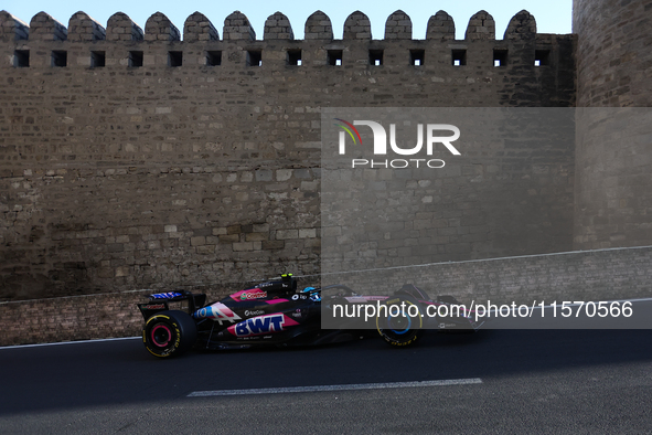 Pierre Gasly of Alpine during second practice ahead of the Formula 1 Grand Prix of Azerbaijan at Baku City Circuit in Baku, Azerbaijan on Se...