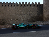 Fernando Alonso of Aston Martin Aramco during second practice ahead of the Formula 1 Grand Prix of Azerbaijan at Baku City Circuit in Baku,...